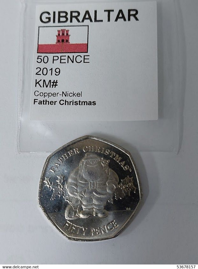 Gibraltar - 50 Pence, 2019, Father Christmas, Unc - Gibraltar