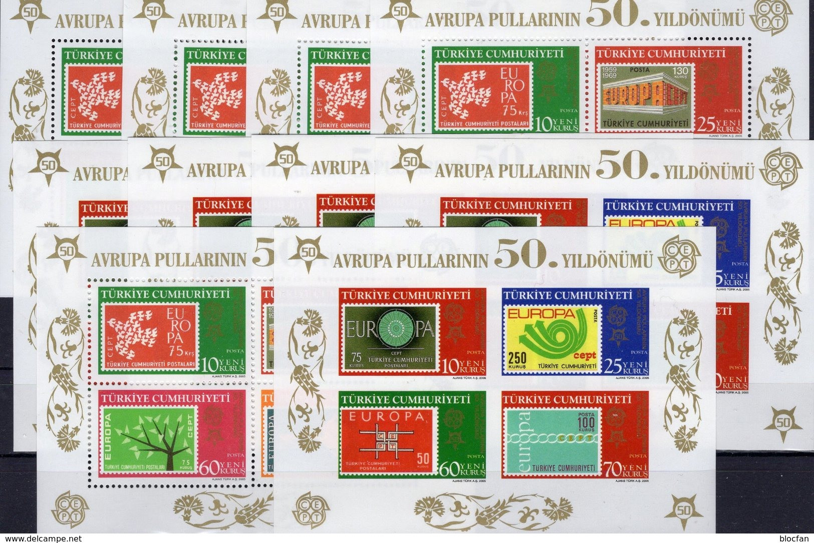 2x5 Blocks 50 Years CEPT 2005 Türkei Block 58+59 ** 125€ Bloque Hojita Ss Blocs M/s History Stamps Sheets Bf EUROPA - Collections, Lots & Séries