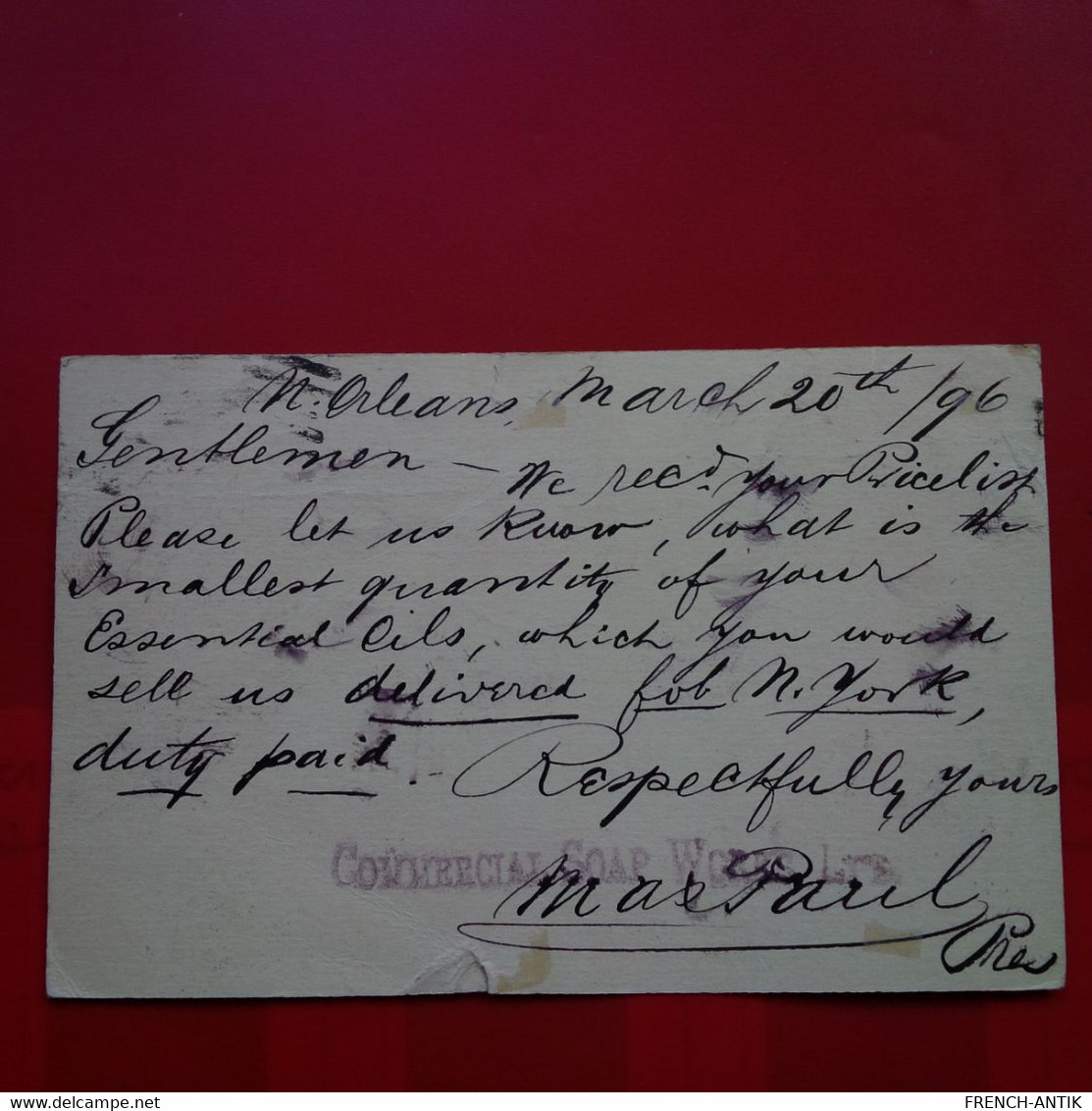 ENTIER NEW ORLEANS POUR NIMES 1896 - Briefe U. Dokumente