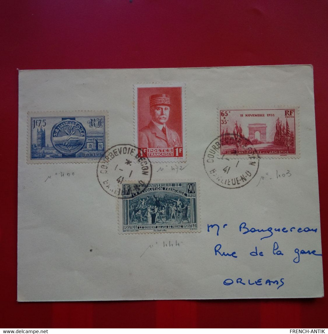 LETTRE COURBEVOIE POUR ORLEANS 1941 - Briefe U. Dokumente