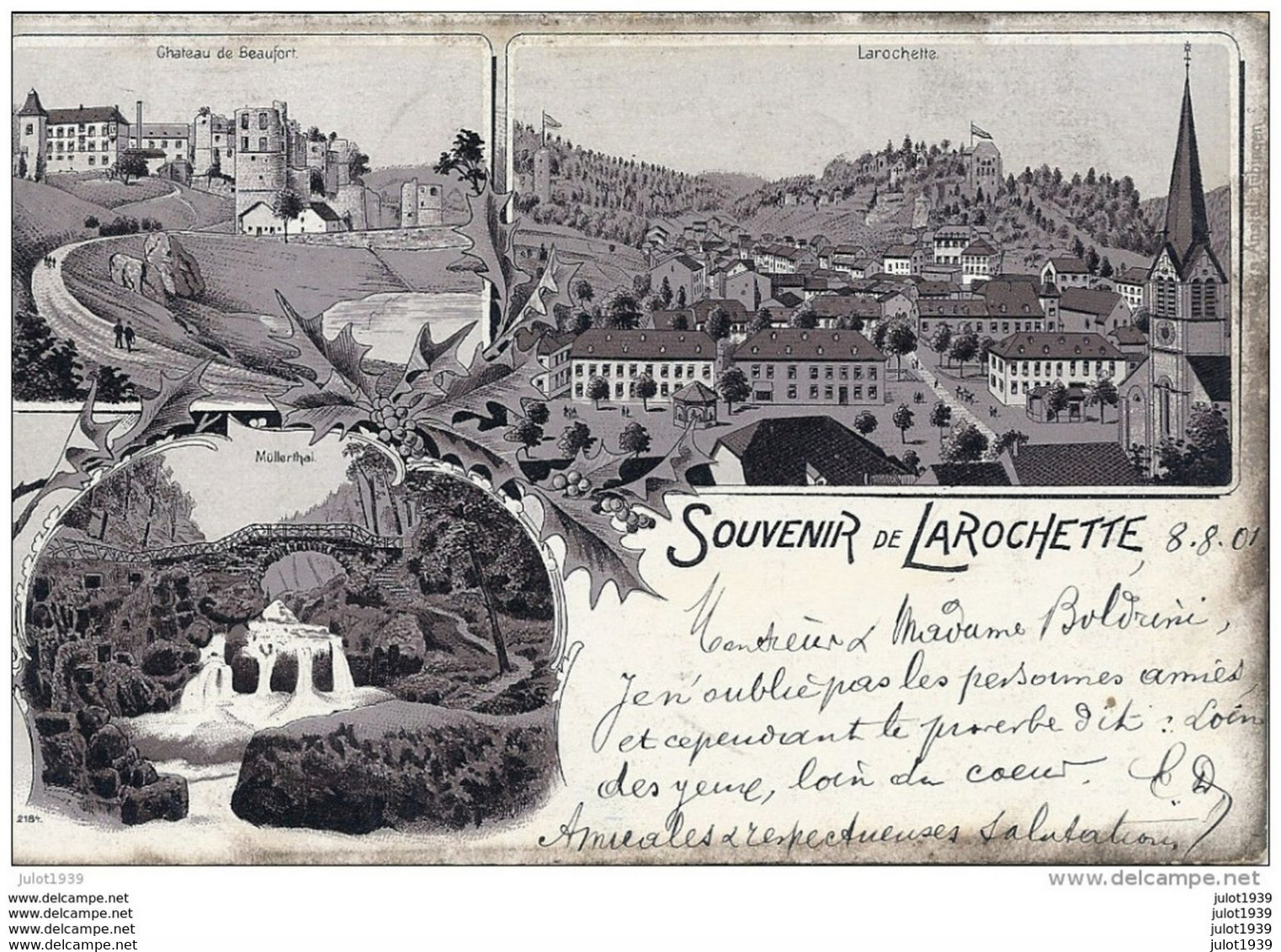 FLORENNES ..-- LAROCHETTE ..-- Souvenir De ... 1901 Vers FLORENNES ( Mr Mme BOLDIRINI ) .   Voir Verso !! - Florennes