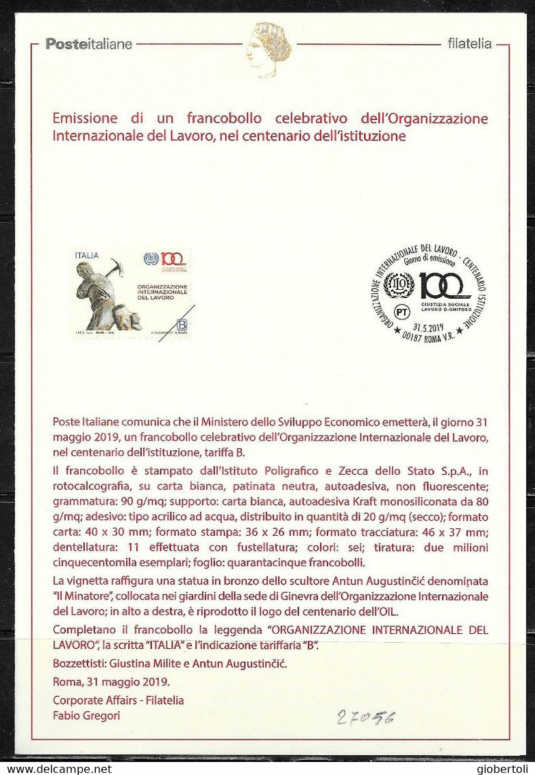 Italia/Italy/Italie: Bollettino Informativo Delle Poste, Organizzazione Internazionale Del Lavoro (ILO) - ILO