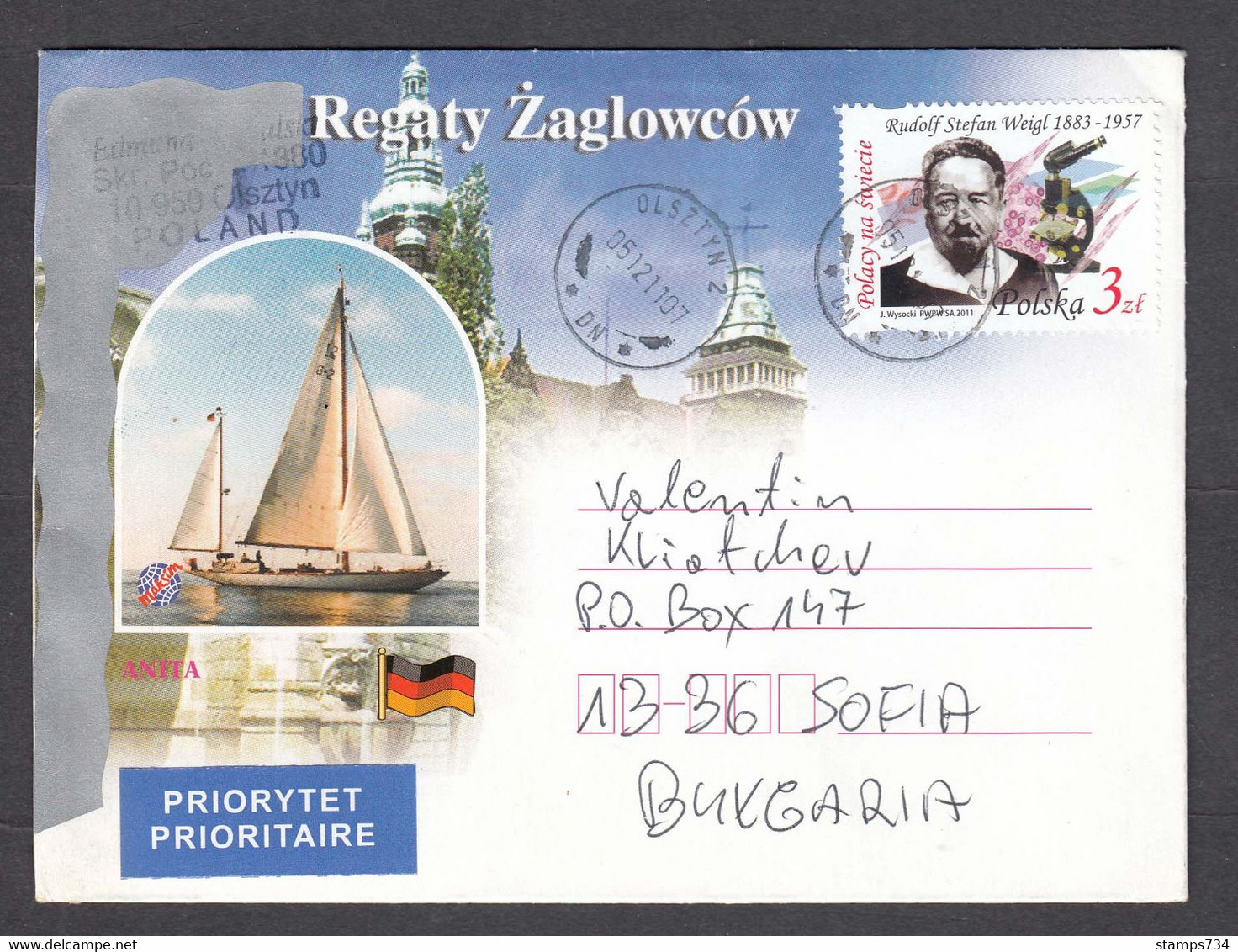 Poland - 13/2011, 3 Zl., Sailing, Letter Ordinary - Lettres & Documents