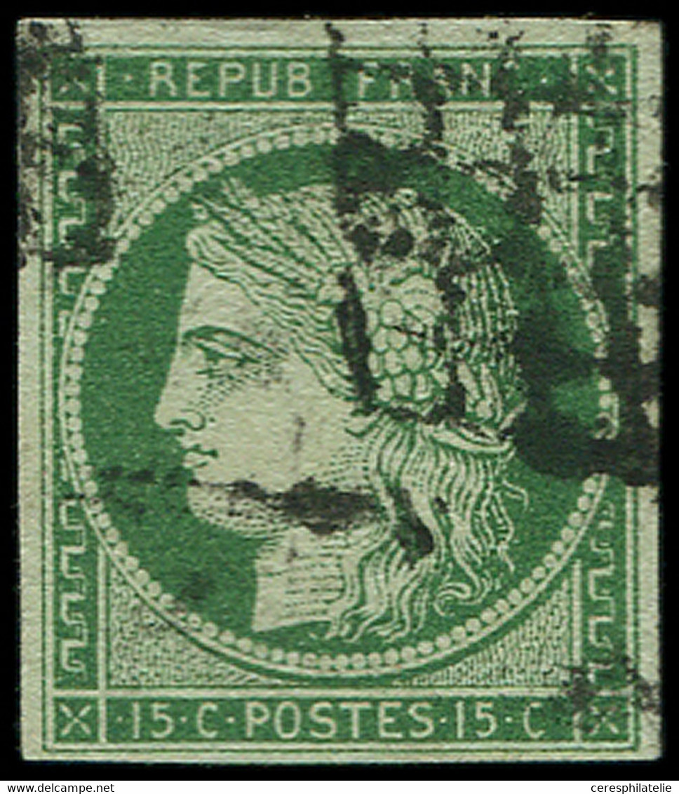 EMISSION DE 1849 - 2b   15c. Vert FONCE, Obl. GRILLE, TB. S - 1849-1850 Ceres