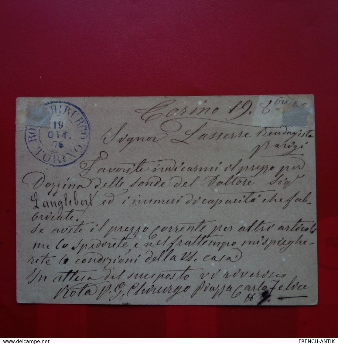 ENTIER CARTOLINA POSTALE DIECI CENTESIMI TORINO POUR PARIS 1876 - Ganzsachen