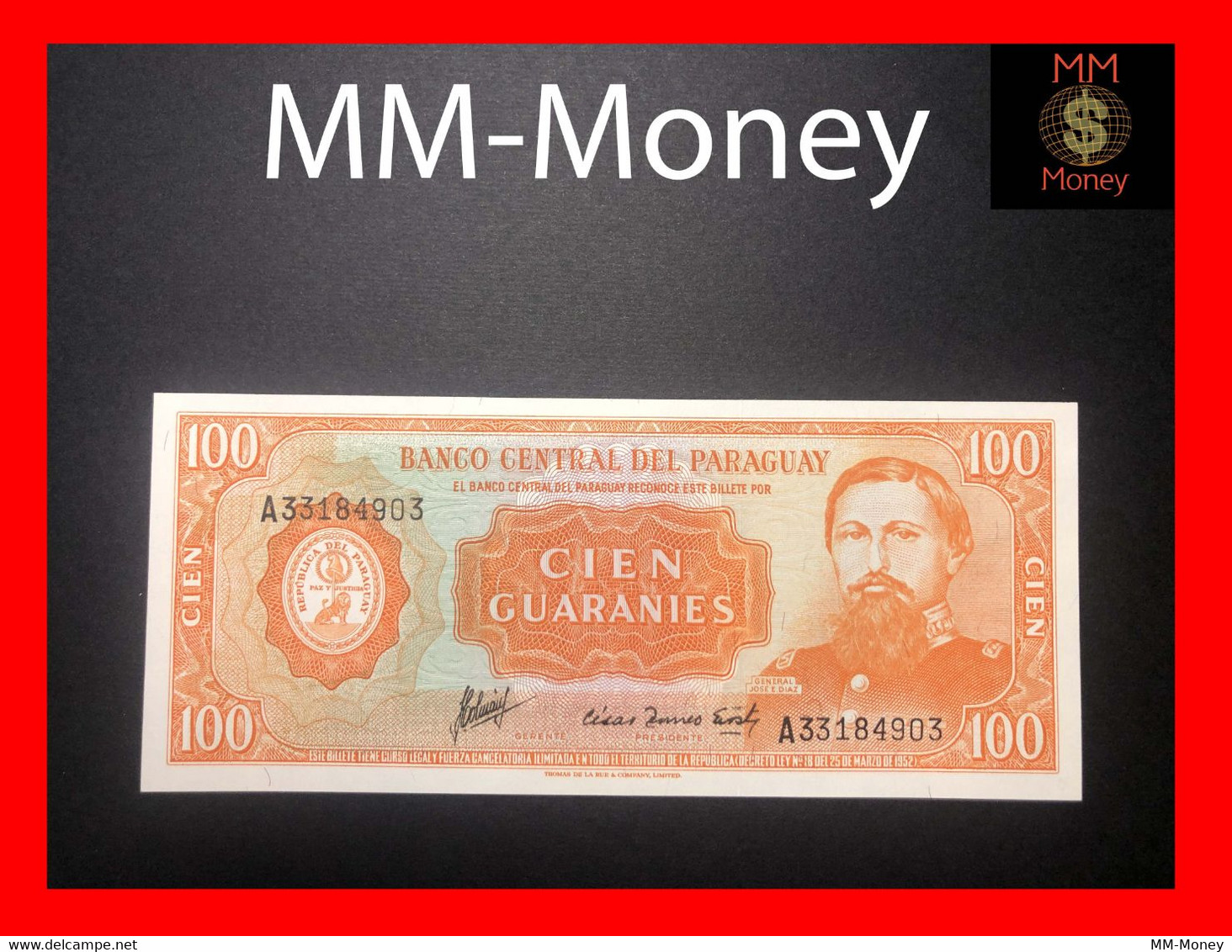 PARAGUAY 100 Guaranies 1963   P. 199     UNC - Paraguay