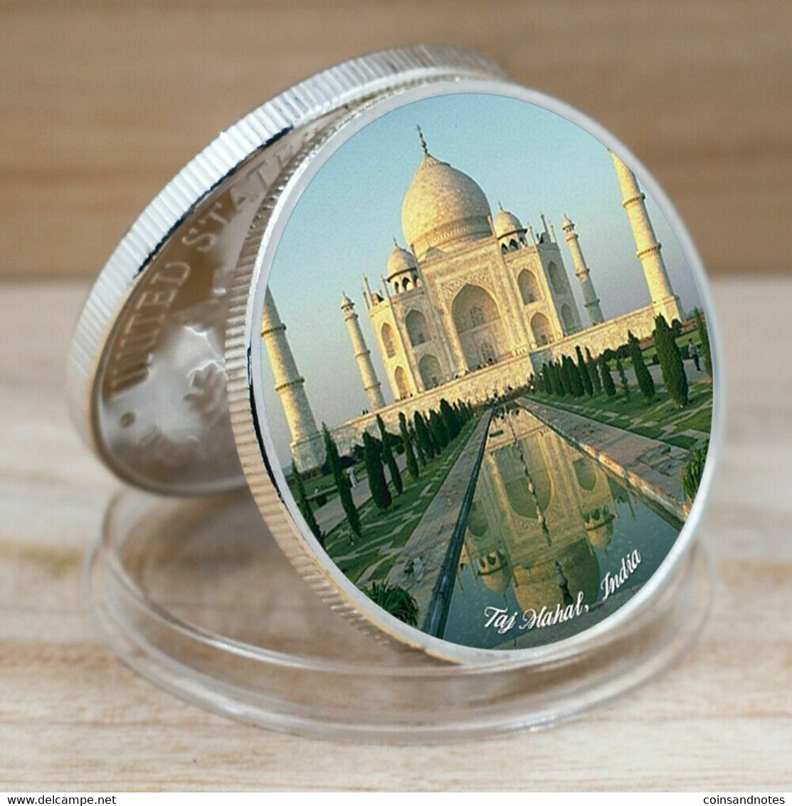 USA - Seven Wonders Of The World, Taj Mahal, India - .999 Silver Plated Coin - UNC - Collections