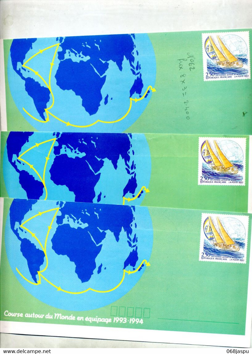 3 Lettre Entiere 2.50 Postiers Autour Du Monde - Buste Ristampe (ante 1955)