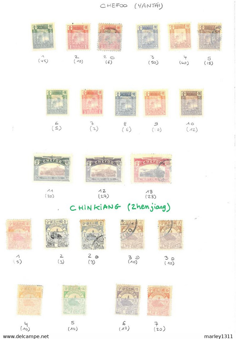 CHINE - TREATY PORTS - CHEFOO (YANTAI) ET CHINKIANG (ZHENJIANG) - ...-1878 Prephilately