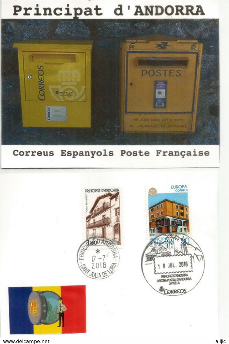 Boites Aux Lettres Andorre Francais & Andorre Espagnol (deux Administrations) De La Principauté - Avec Timbres à Date - Lettres & Documents