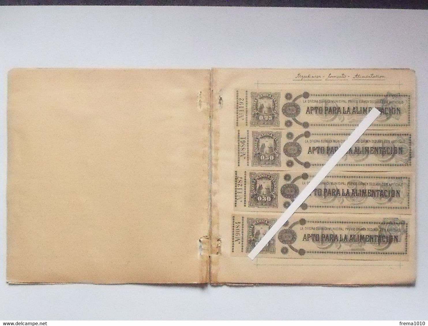 ARGENTINE Album 76 Bandes Fiscales Anciennes Valeurs Différentes - Contrôle Sanitaire APTE A LA CONSOMMATION CORRIENTES - Corrientes (1856-1880)