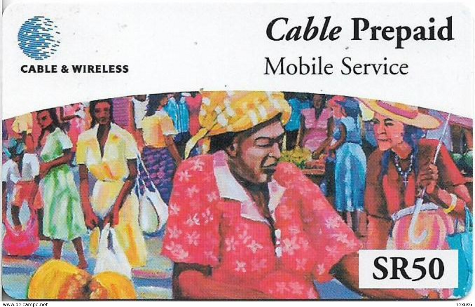 Seychelles - C&W (Prepaid) - Market (Small PIN Seperated 4+4+4 & Small CN.), FV Value Font #2, GSM Refill 50SR, Used - Seychellen