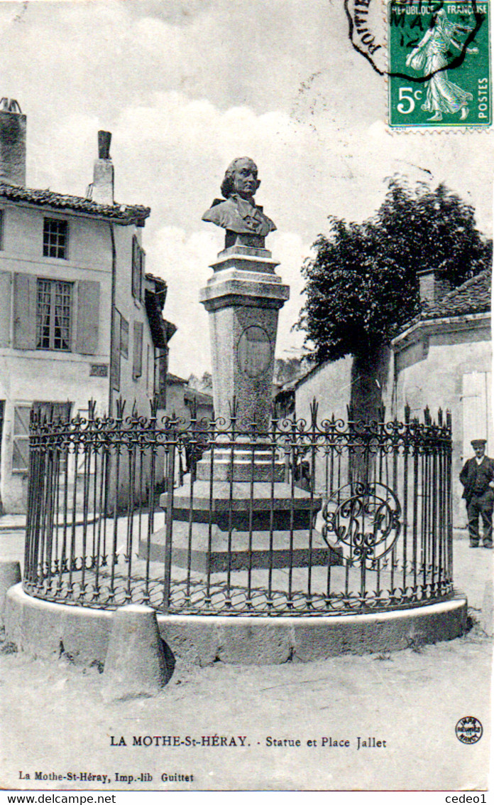 LA MOTHE SAINT HERAY  STATUE  ET  PLACE JALLET - La Mothe Saint Heray