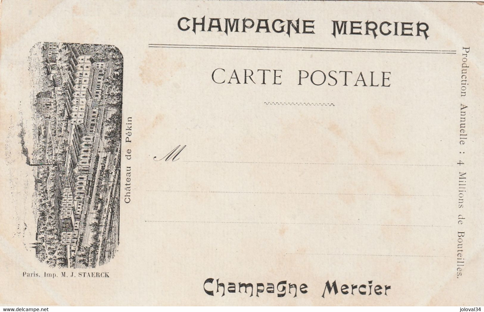 Suisse -  LAUSANNE - Vue Générale - Verso Publicité Champagne MERCIER - Château De Pékin - Champagne