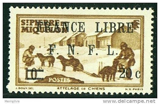 SPM 1941    Surchargé «FRANCE LIBRE / F. N. F. L.»  Nouvele Valeur 20c Sur 10 C.   Yv 274** - Nuevos