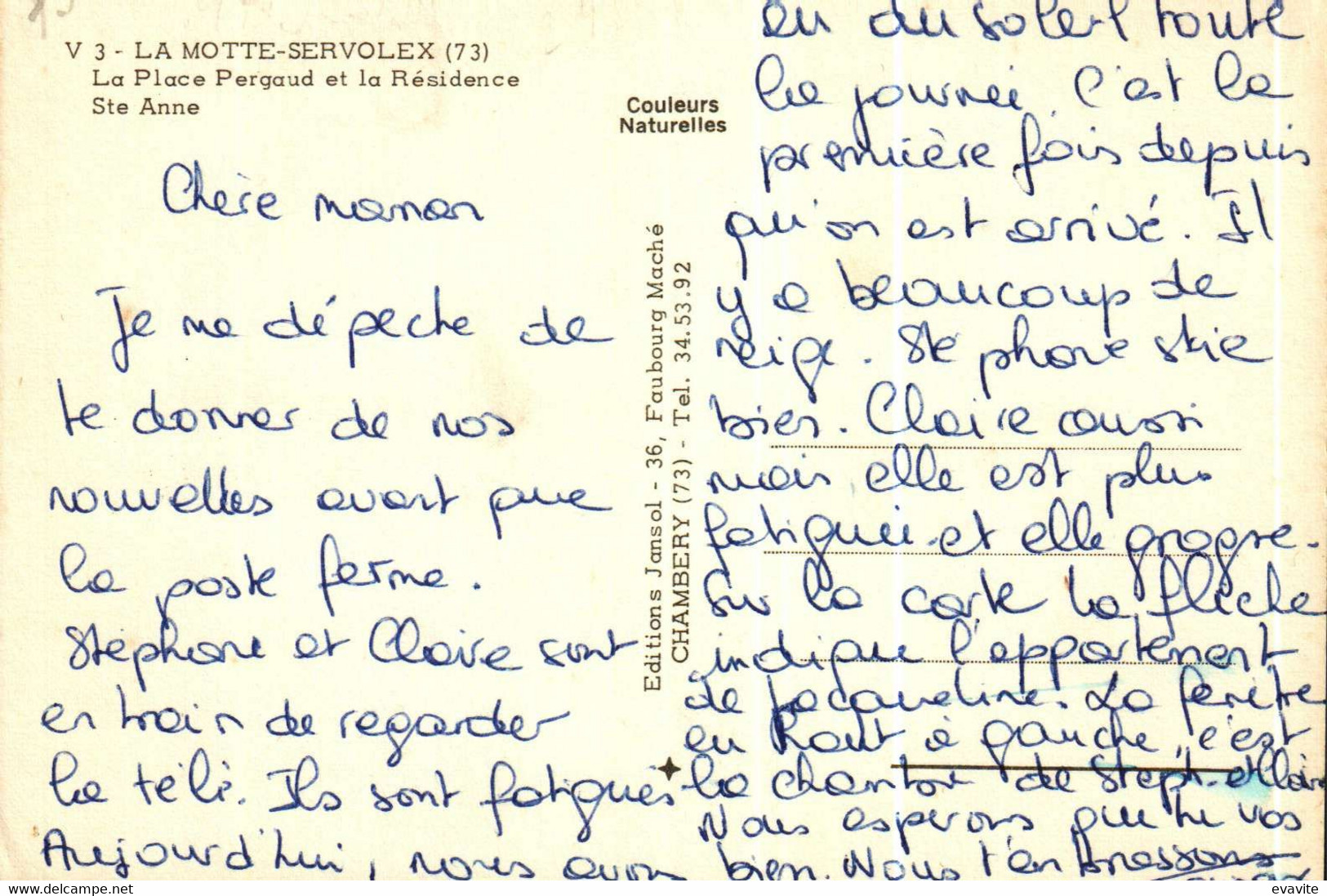 Carte Postale (73)   LA MOTTE-SERVOLEX  -  La Place Pergaud Et La Résidence Ste-Anne (autos 2CV Et Autre) - La Motte Servolex