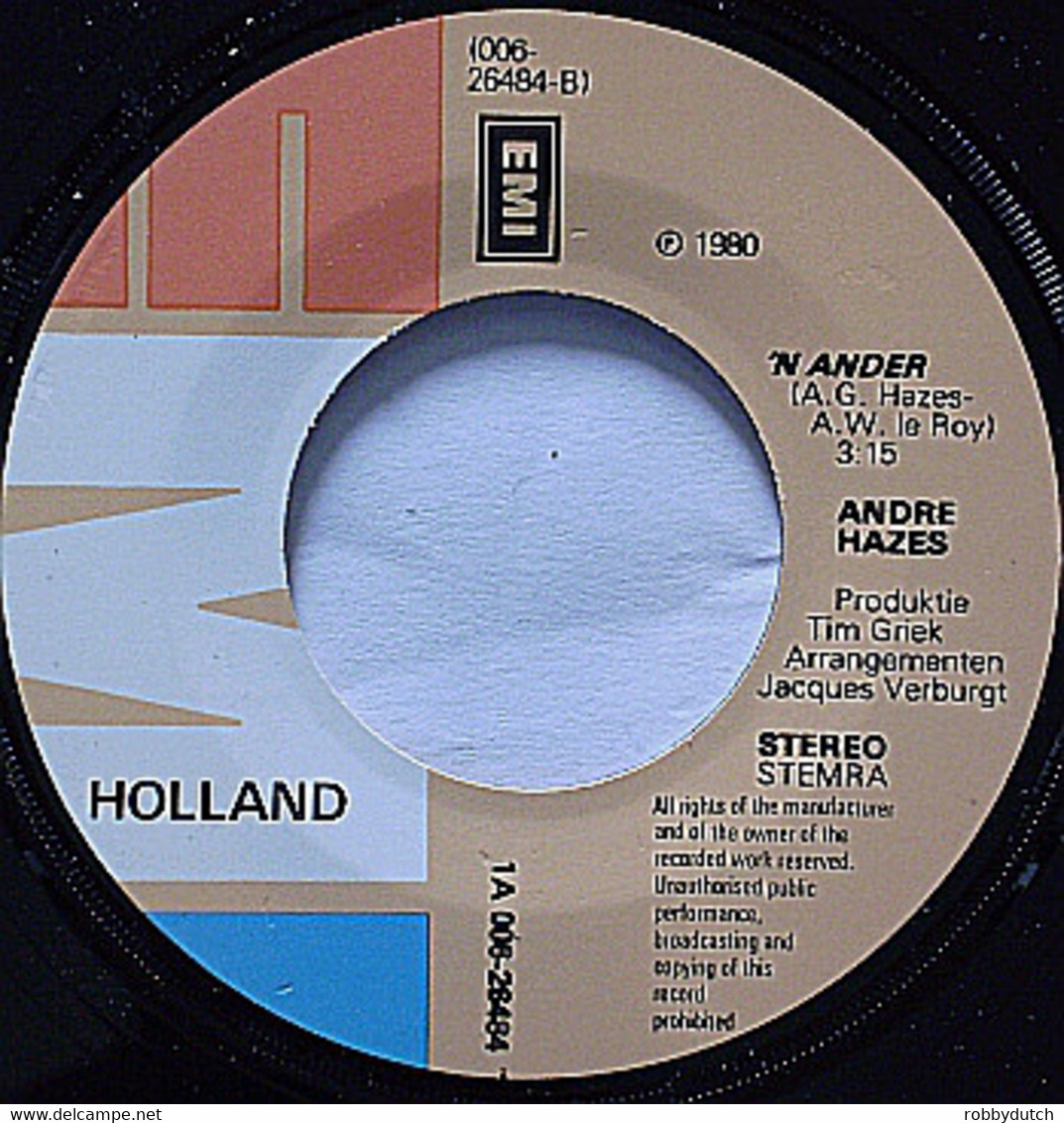 * 7"  * ANDRÉ HAZES - ' N VRIEND (Holland 1980) - Autres - Musique Néerlandaise