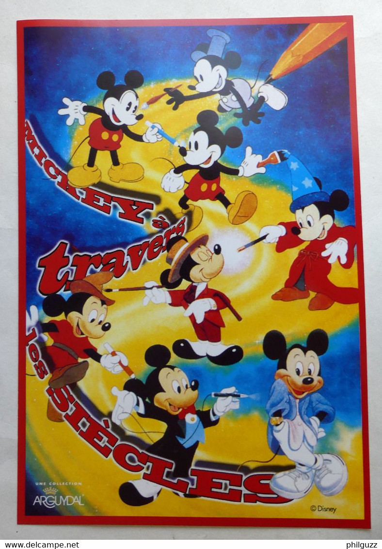 AFFICHETTE ARGUYDAL MICKEY A TRAVERS LES SIECLES DISNEY FEVE FEVES - Objets Publicitaires