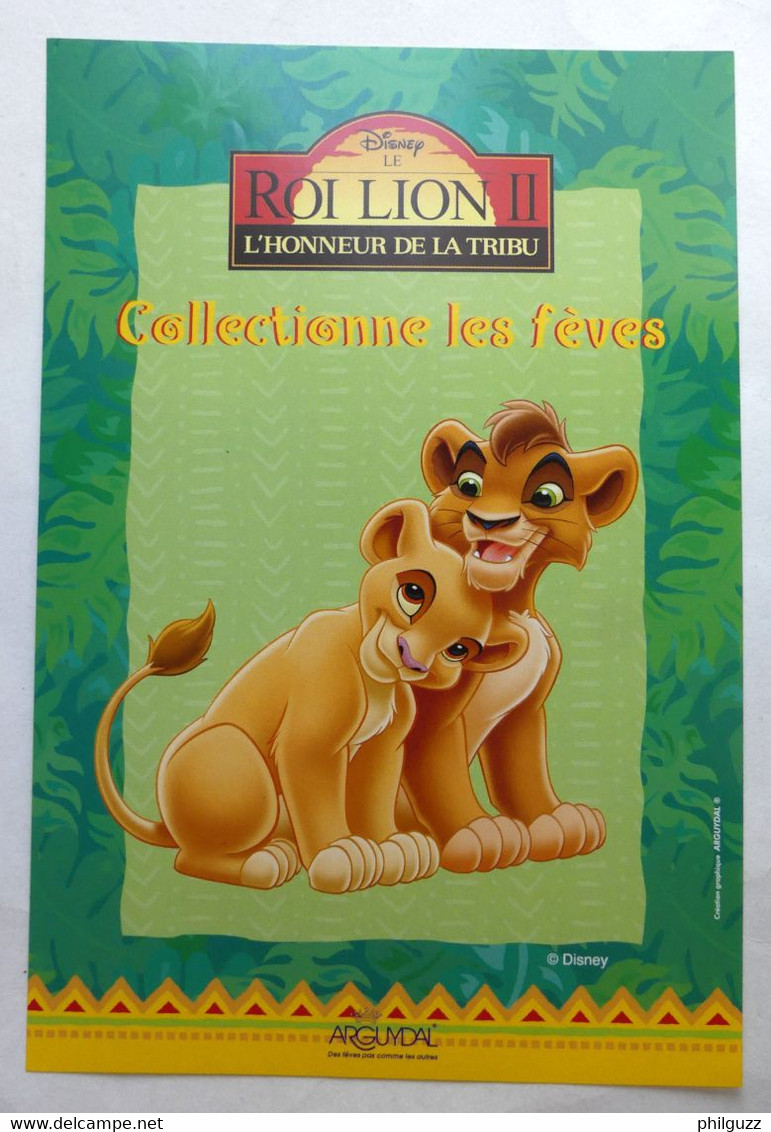 AFFICHETTE ARGUYDAL LE ROI LION II DISNEY FEVE FEVES - Objets Publicitaires