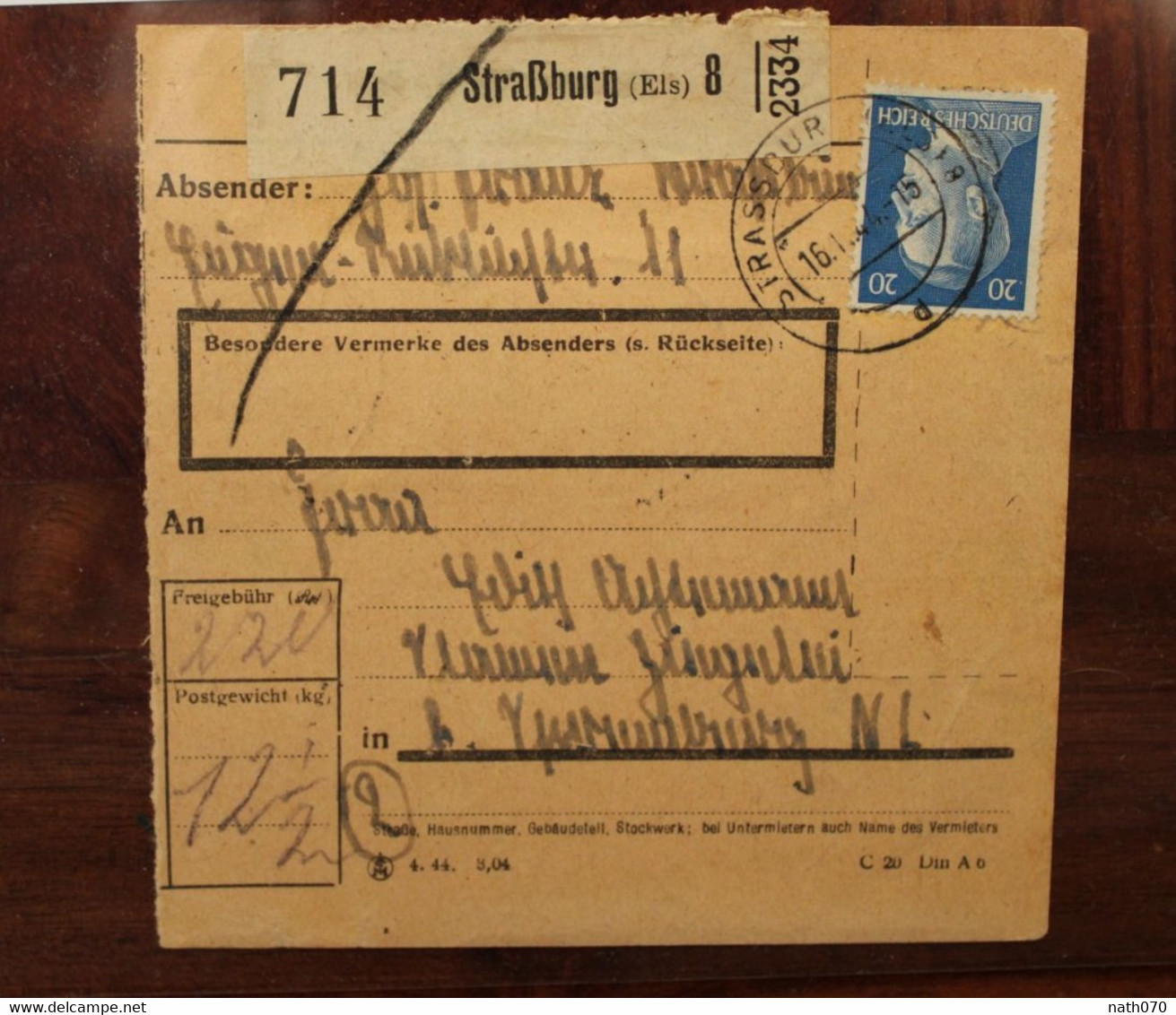 Elsass 1944 Cover Dt Reich Besetzung Occupation Alsace Spremberg 2 X 1 RM - Occupation 1938-45