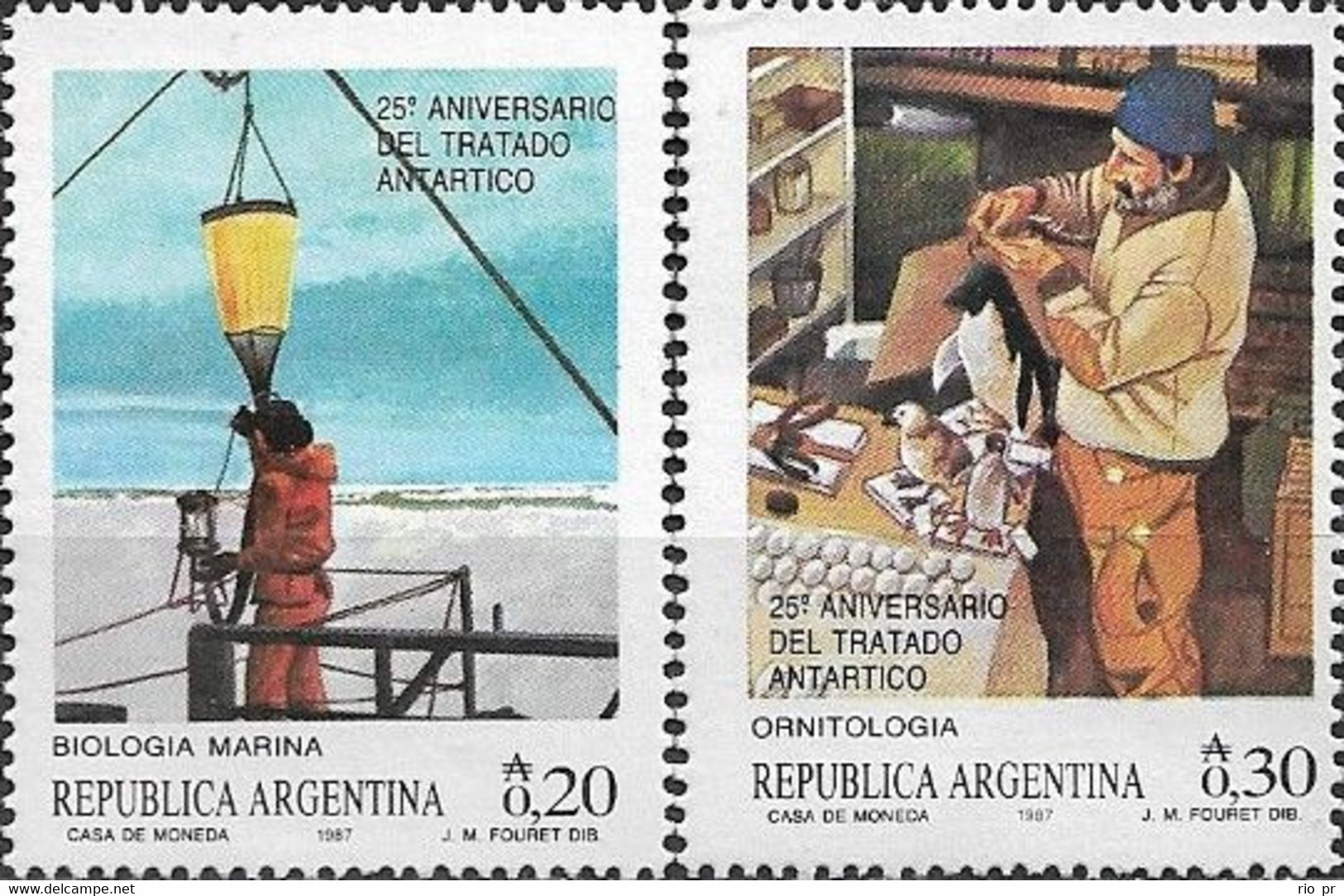 ARGENTINA - COMPLETE SET 25th ANNIVERSARY OF THE ANTARCTIC TREATY 1987 - MNH - Antarctic Treaty