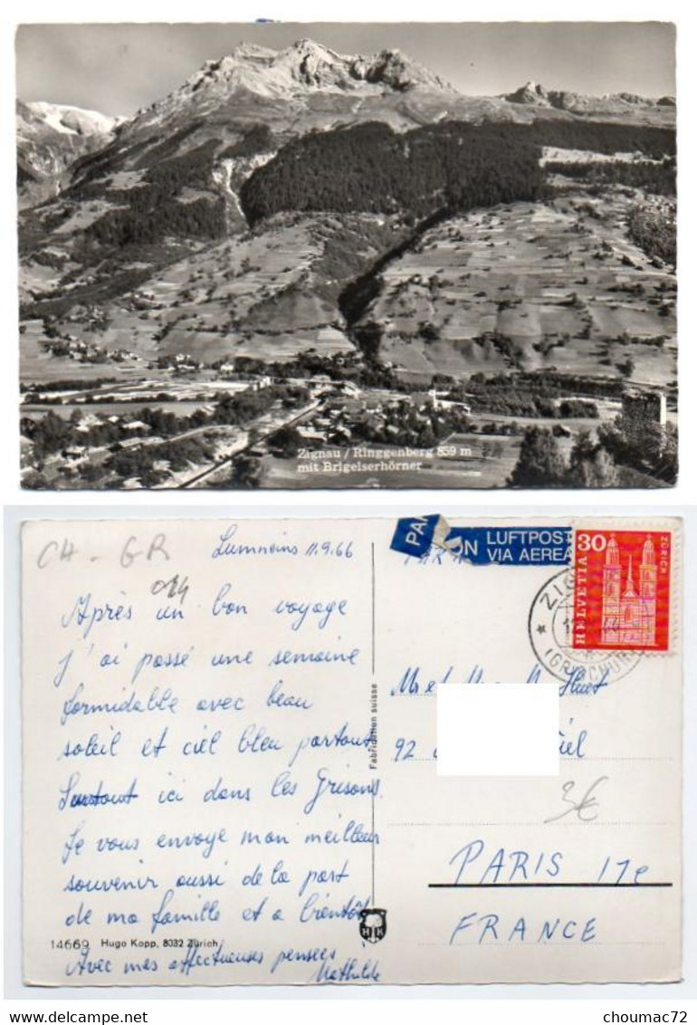 GF (Suisse)  Grisons 014, Zignau / Ringgenberg, Hugo Kopp 14669, Mit Brigelserhorner, Timbre - Breil/Brigels