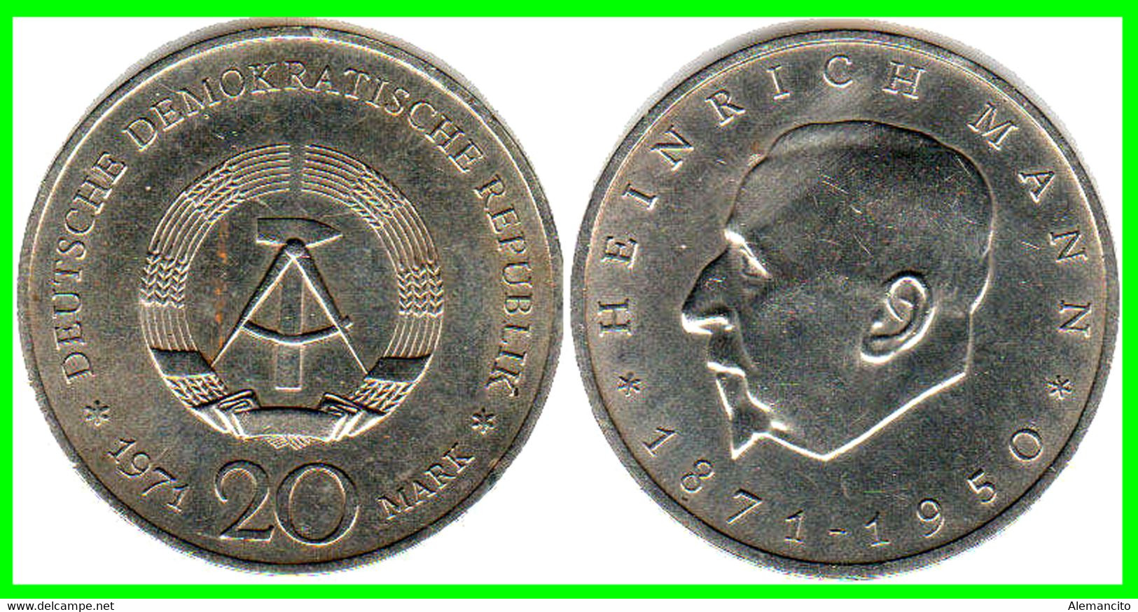 ( GERMANY ) REPUBLICA DEMOCRATICA DE ALEMANIA AÑO 1971 ( RDA ) 100TH ANNIVERSARY - BIRTH OFHEINRICH MANN, WRITER MONEDA - Sammlungen