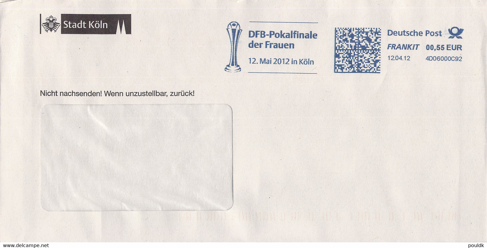 Germany Cover W/Meter Frankit 2012 Stadt Köln - DFB-Pokalfinale Der Frauen 2012 In Köln (LG30) - Briefe U. Dokumente