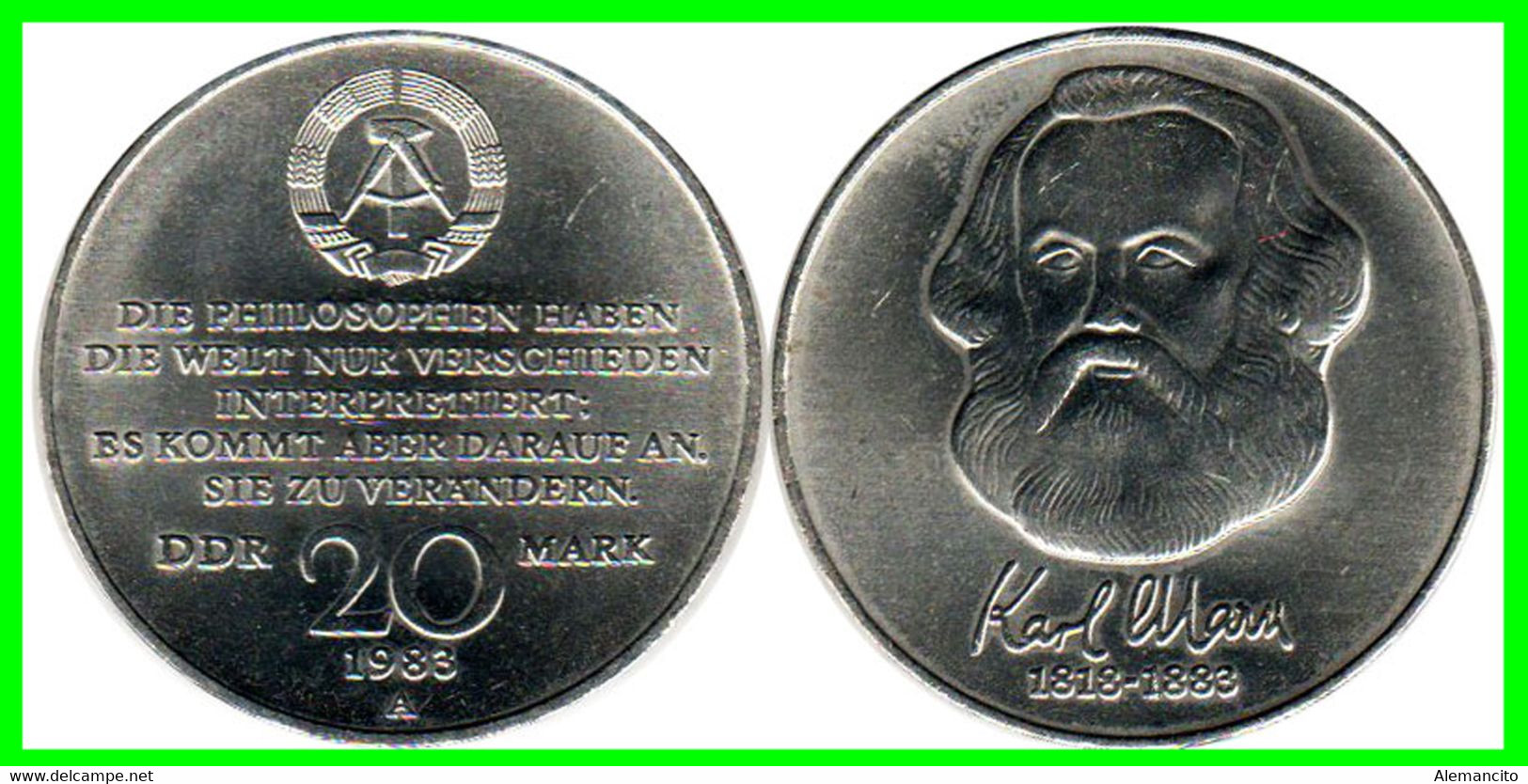 ( GERMANY ) REPUBLICA DEMOCRATICA DE ALEMANIA AÑO 1983 ( RDA ) 00TH ANNIVERSARY - DEATH OFKARL MARX MONEDA DE 20-DM - Colecciones