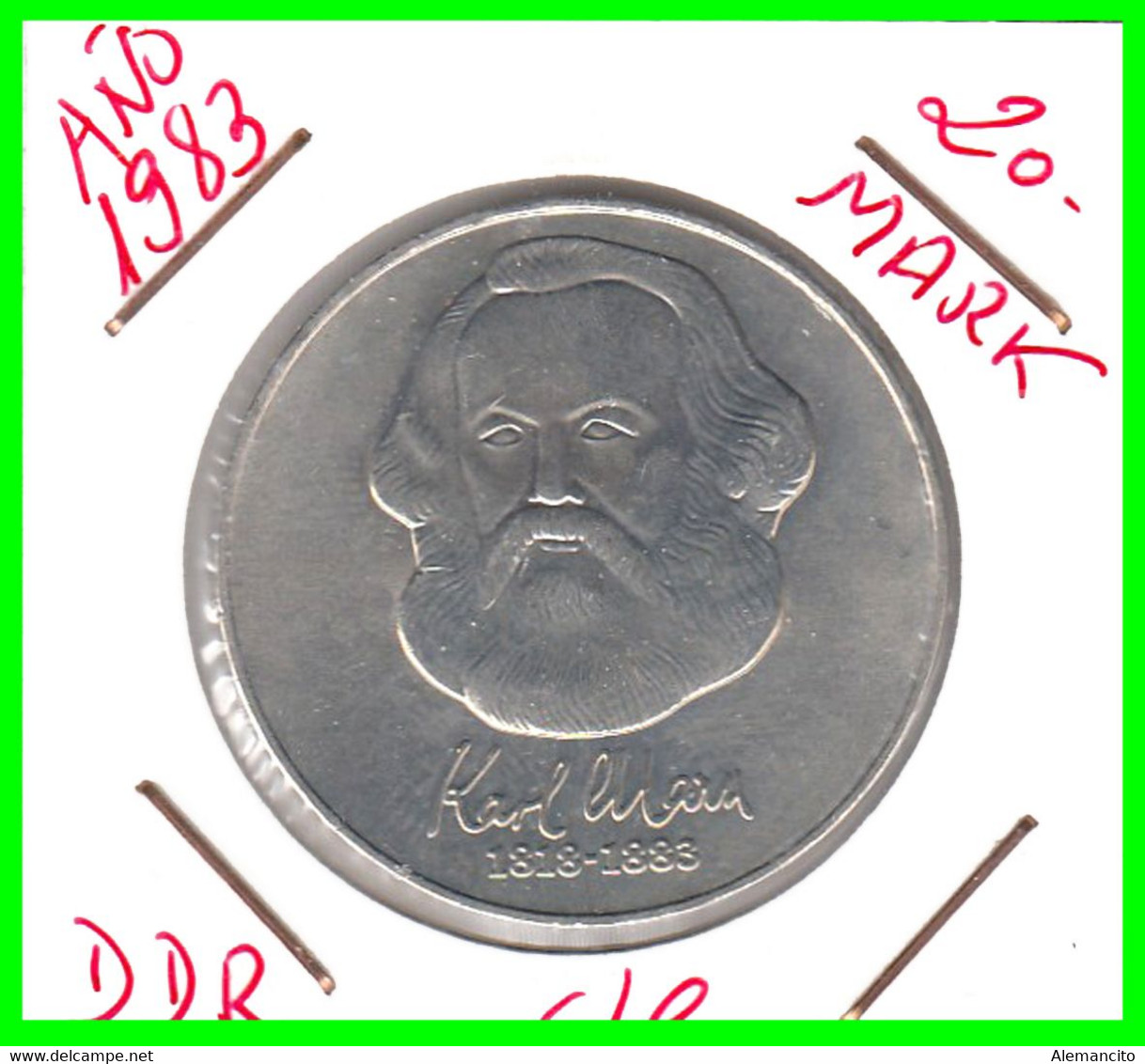 ( GERMANY ) REPUBLICA DEMOCRATICA DE ALEMANIA AÑO 1983 ( RDA ) 00TH ANNIVERSARY - DEATH OFKARL MARX MONEDA DE 20-DM - Sammlungen