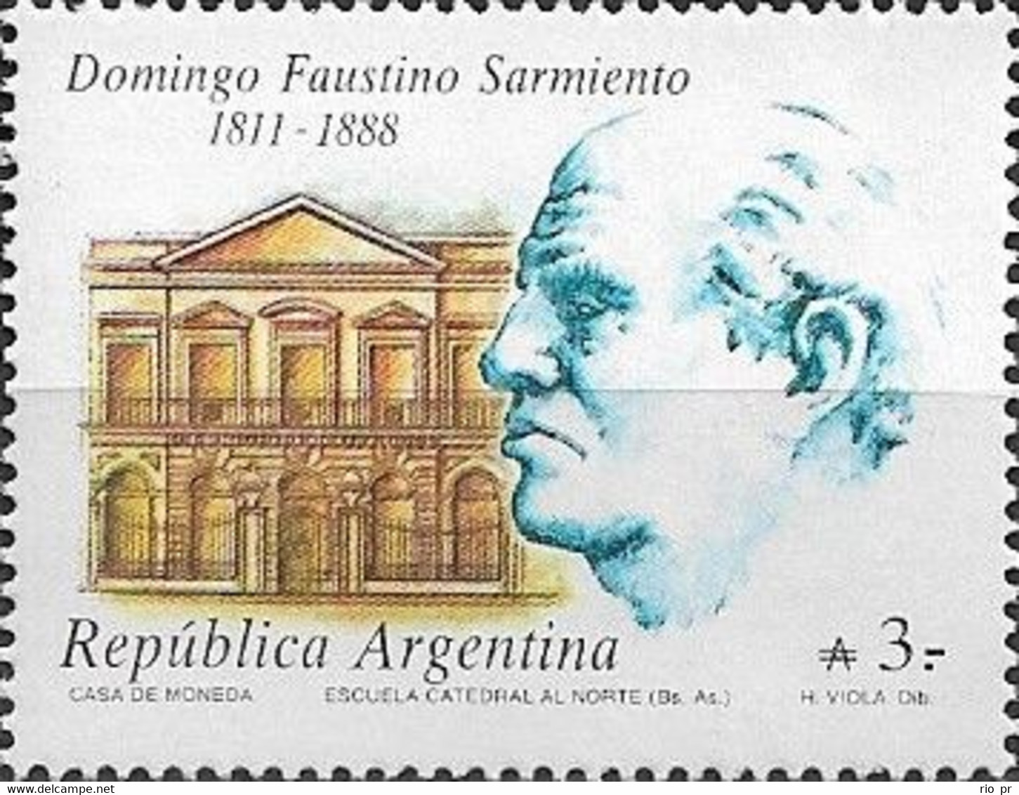ARGENTINA - DEATH CENTENARY OF DOMINGO FAUSTINO SARMIENTO (1811-1888), ARGENTINE ACTIVIST/STATESMAN 1988 - MNH - Nuevos