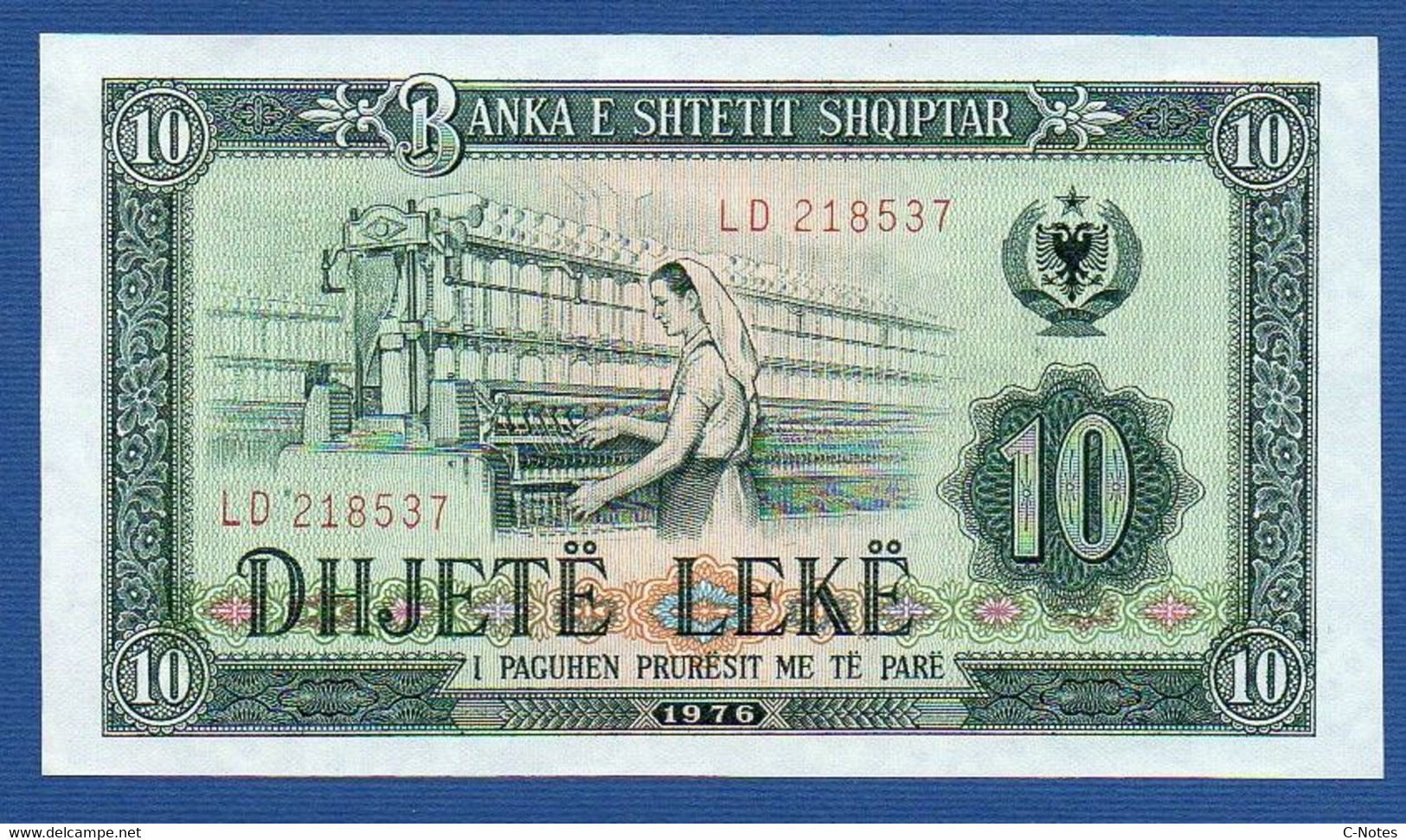 ALBANIA - P.43 –  10 LEKE 1976 UNC- , Serie LD 218537 - Albanie