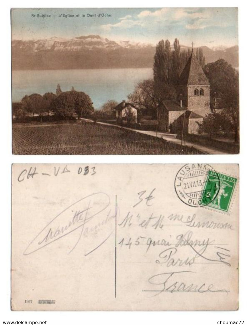 (Suisse) Vaud 083, St Sulpice, Saschneco & Cie 1937, L'Eglise Et La Dent D'Oche, Timbre - Saint-Sulpice
