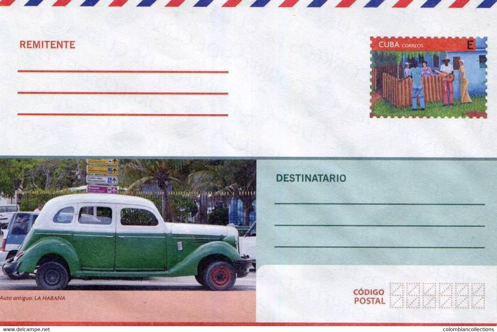 Lote PEP1361, Cuba, Entero Postal, Stationery, Cover, E, Music, Old Car - Cartes-maximum
