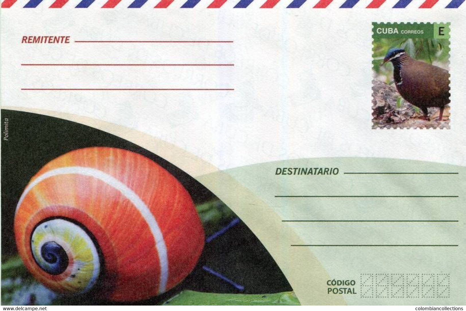 Lote PEP1364, Cuba, Entero Postal, Stationery, Cover, E, Bird, Polymita - Maximumkarten