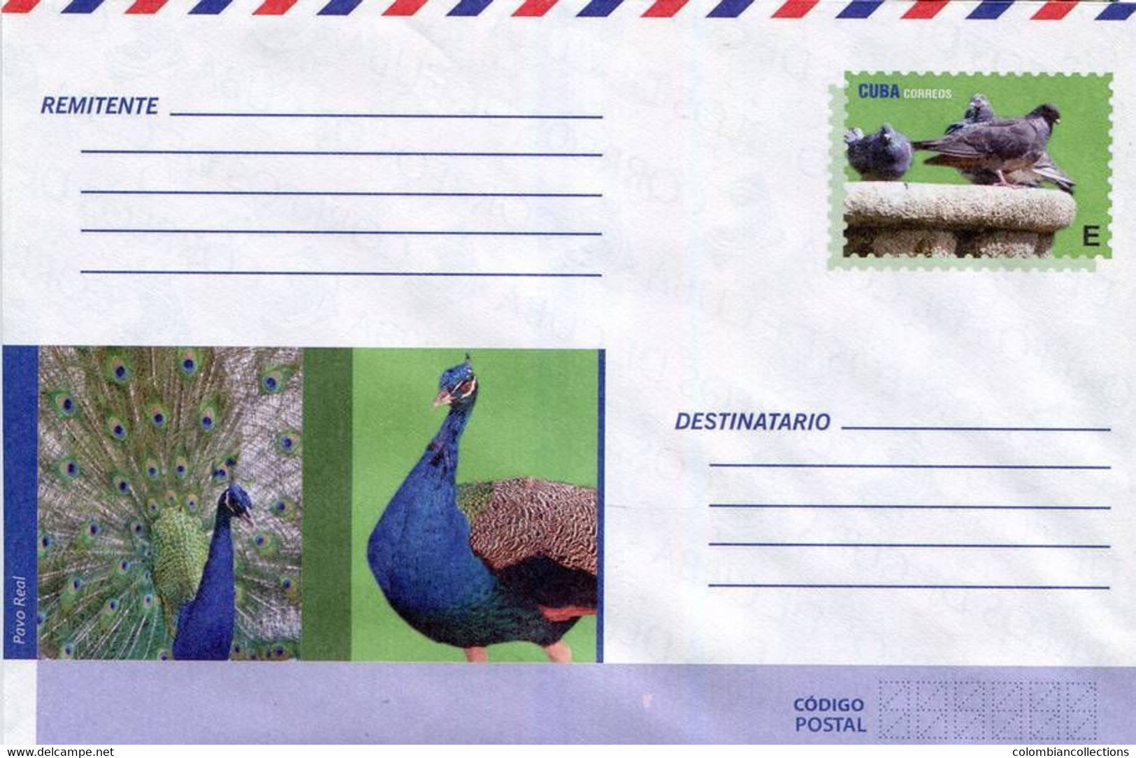 Lote PEP1367, Cuba, Entero Postal, Stationery, Cover, E, Bird, Paloma, Pavo Real - Cartes-maximum