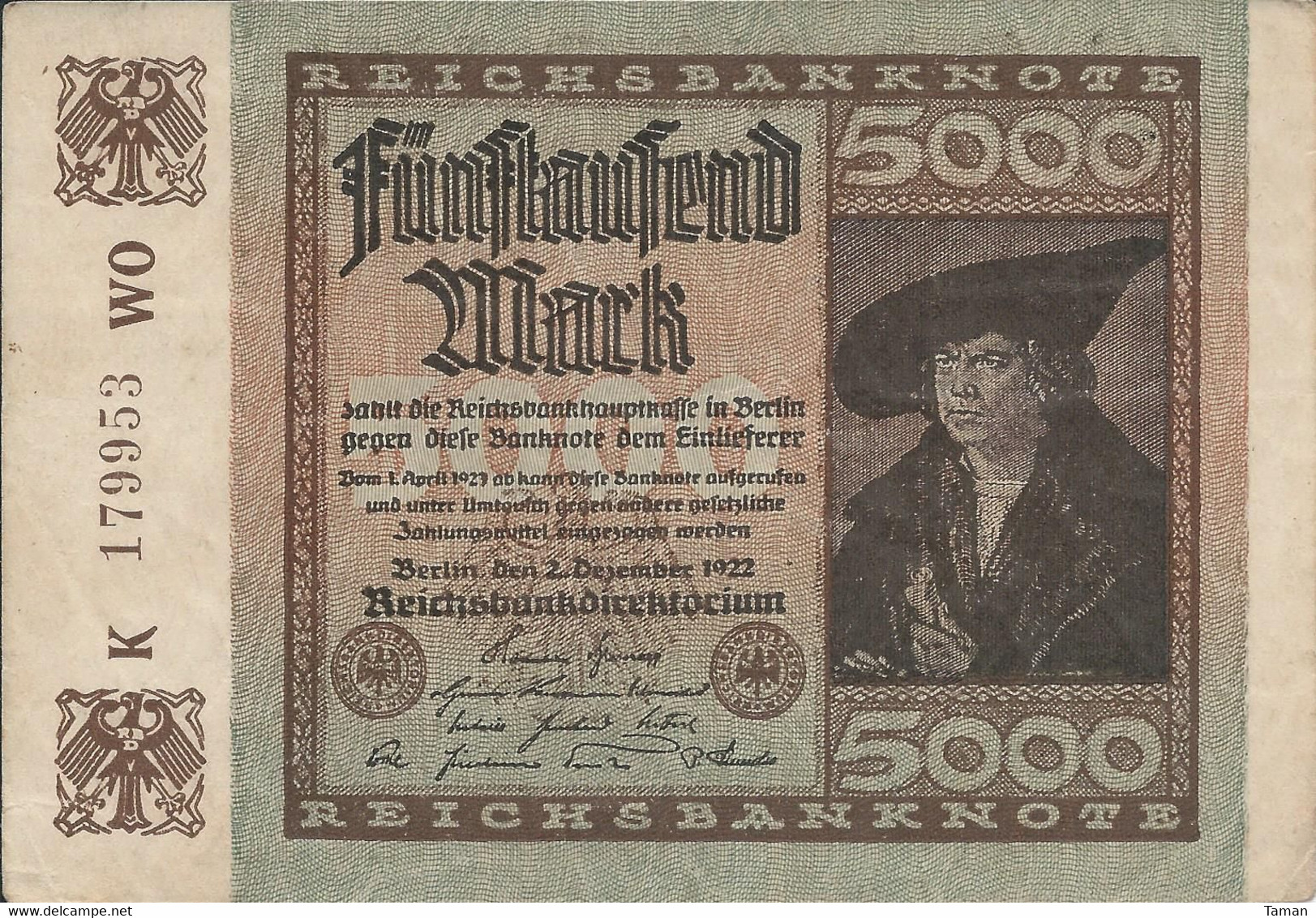 ALLEMAGNE   -    5 000 Mark  1922  --Spl--   Deutschland - 5000 Mark