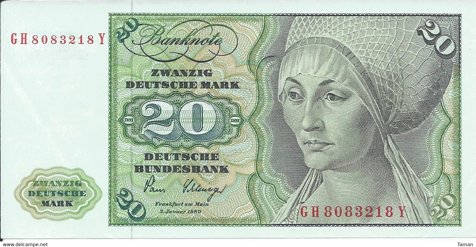 ALLEMAGNE -  20  Deutsche Mark   1980  -  DEUTSCHLAND - - 20 Deutsche Mark