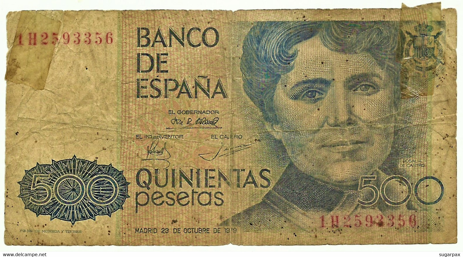 ESPAÑA - 500 Pesetas - 23.10.1979 ( 1983 ) - Pick 157 - Serie 1H - Rosalia De Castro - 500 Peseten