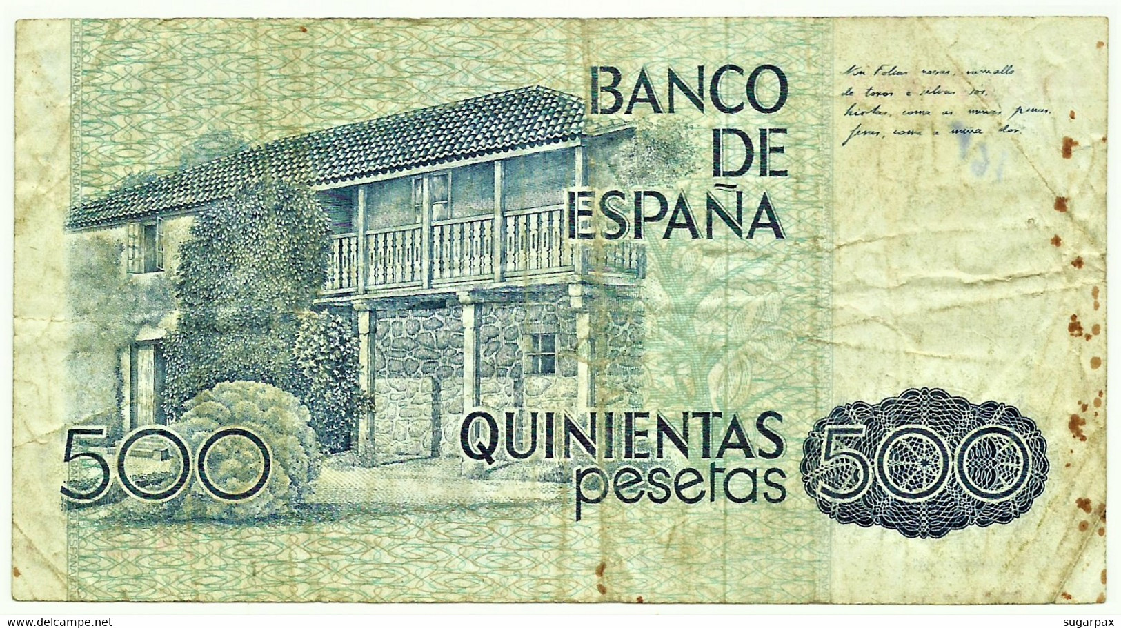 ESPAÑA - 500 Pesetas - 23.10.1979 ( 1983 ) - Pick 157 - Serie 1M - Rosalia De Castro - 500 Pesetas