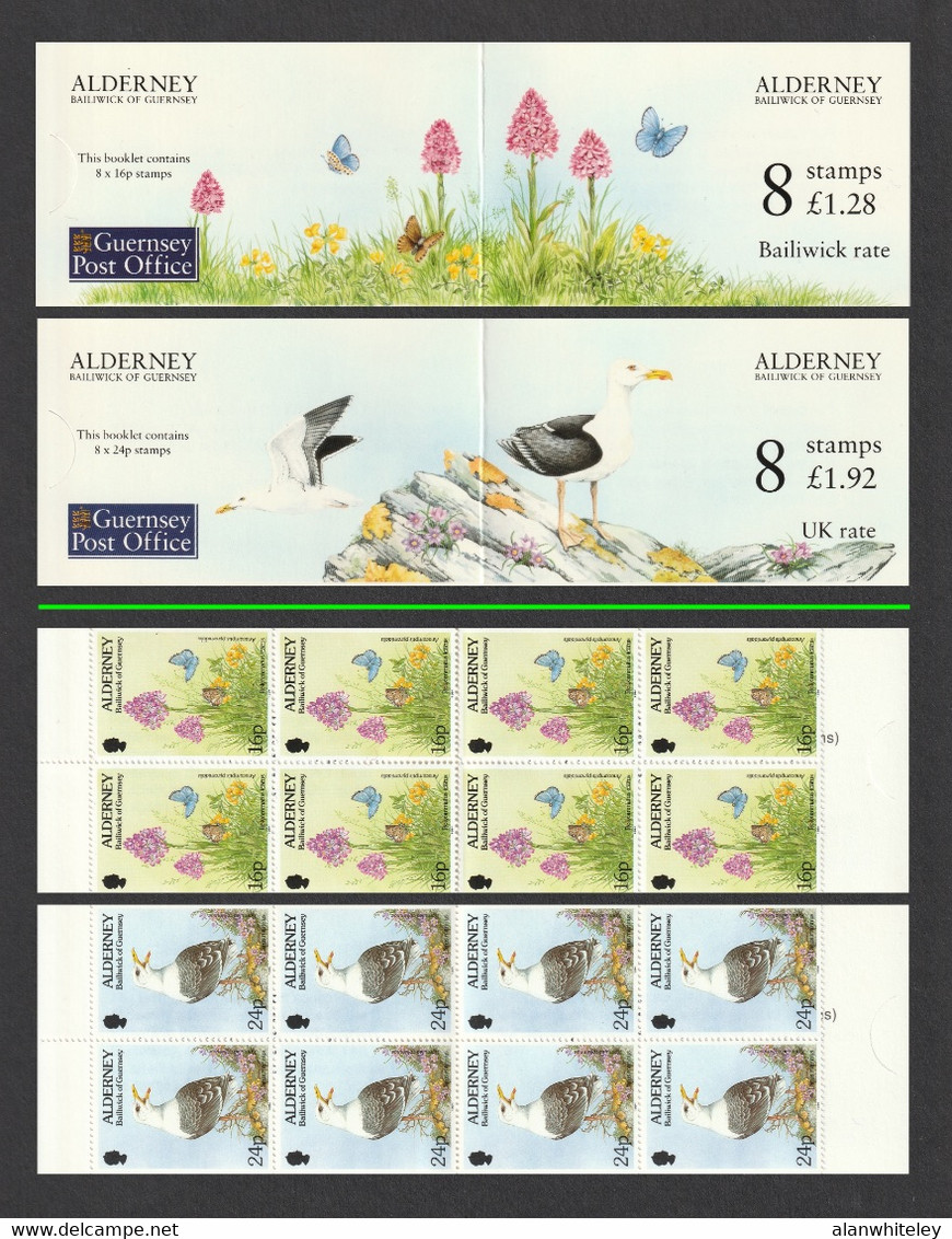 ALDERNEY 1994 Definitives/Flora & Fauna 8x16p & 8x24p: Set Of 2 Stamp Booklets UM/MNH - Alderney