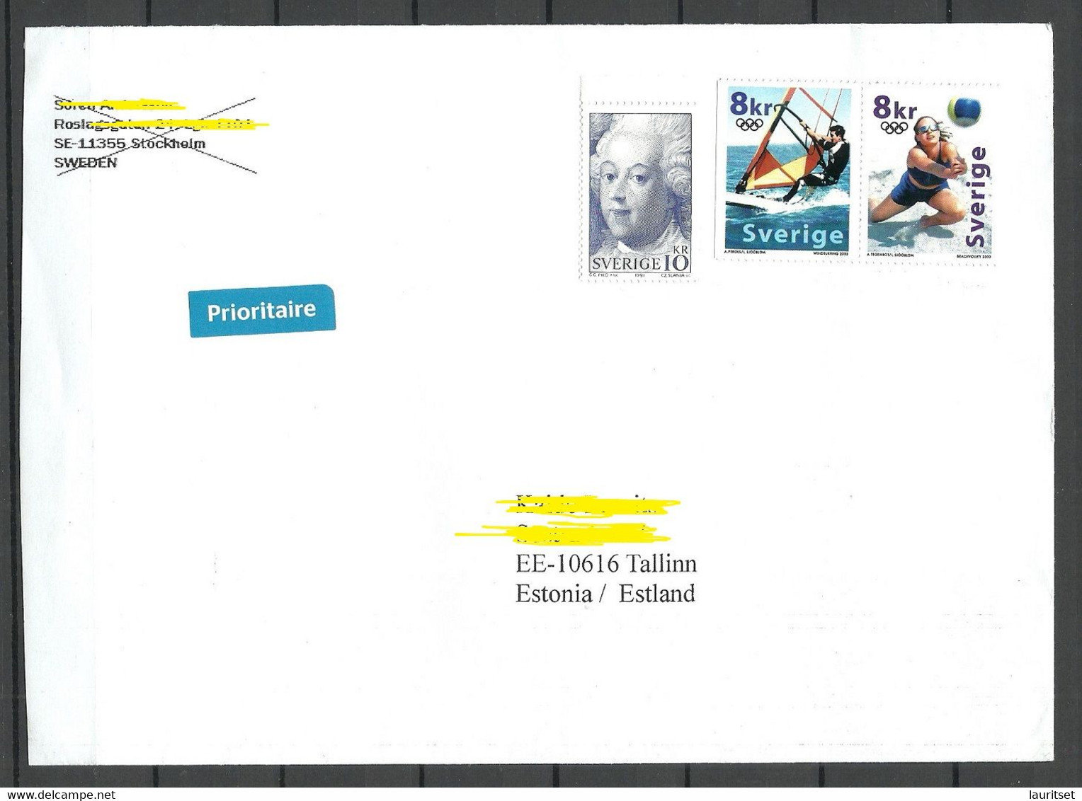 SCHWEDEN Sweden 2022 Air Mail Cover To Estonia Stamps Remained MINT! Sport Olmpic Games Etc. - Storia Postale