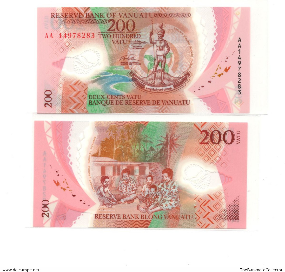 Vanuatu 200 Vatu Prefix AA Polymer P-14 UNCIRCULATED - Vanuatu