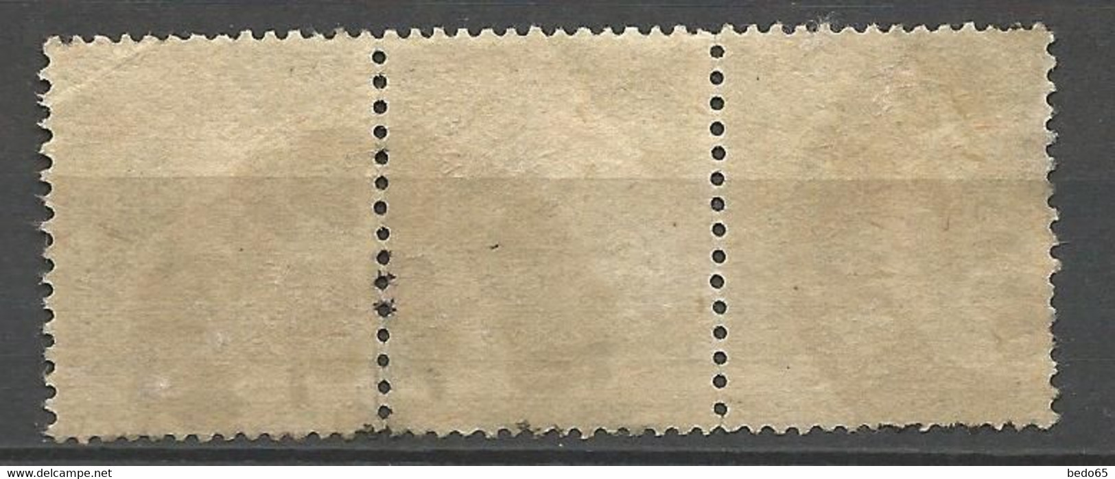 SEMEUSE N° 137w X 3 Piquage à Cheval / Timbre Du Milieu Aminci Papier GC OBL - Used Stamps