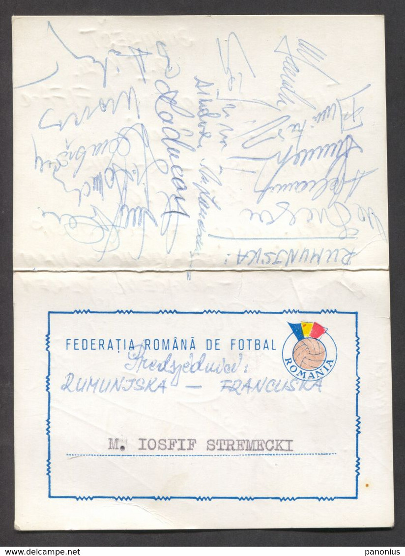 FOOTBALL / SOCCER / FUTBOL / CALCIO - ROMANIA Vs FRANCE Year 1972. ORIGINAL SIGNATURES AUTOGRAPH - Autógrafos