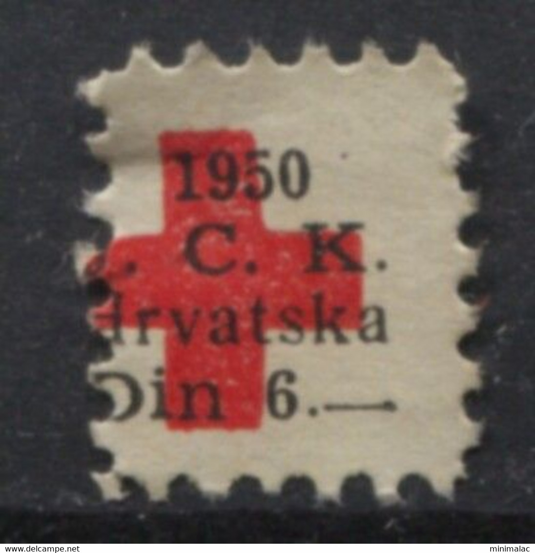 Yugoslavia - Croatia 1950, Stamp For Membership, Red Cross, Administrative Stamp Revenue, Tax Stamp, Din 6 - Officials