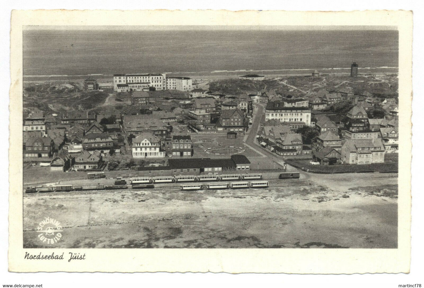 2983 Nordseebad Juist Schöning Luftbild Gel. 195? Luftfoto - Juist