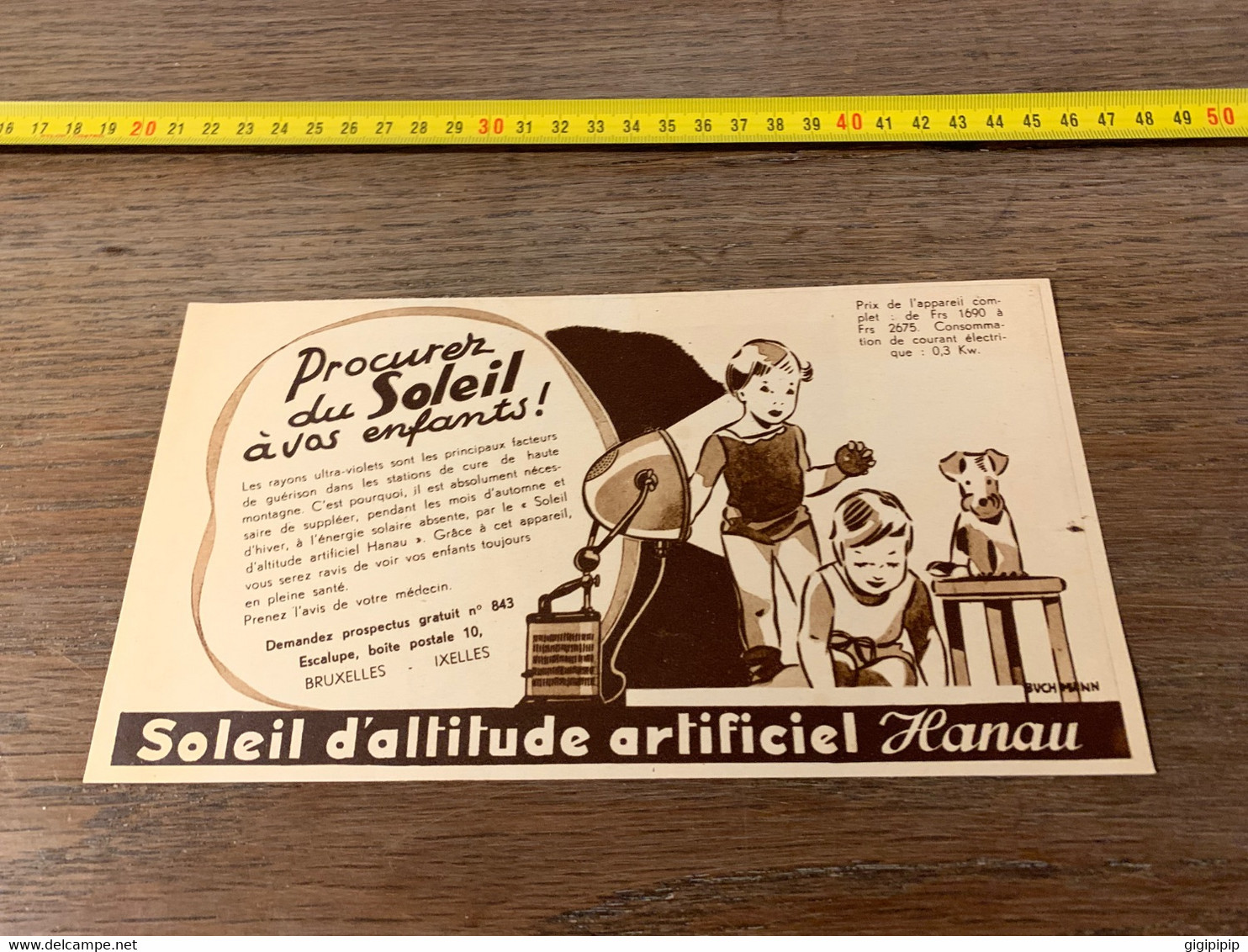 1937 PATI1 Publicité Soleil Artificiel Hanau BRUXELLES IXELLES - Sin Clasificación