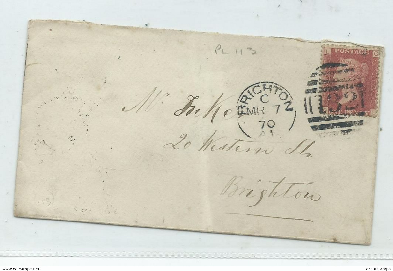 Sg43 On Cover 1d Red Sg113 Gl Nice Cancels - Brieven En Documenten