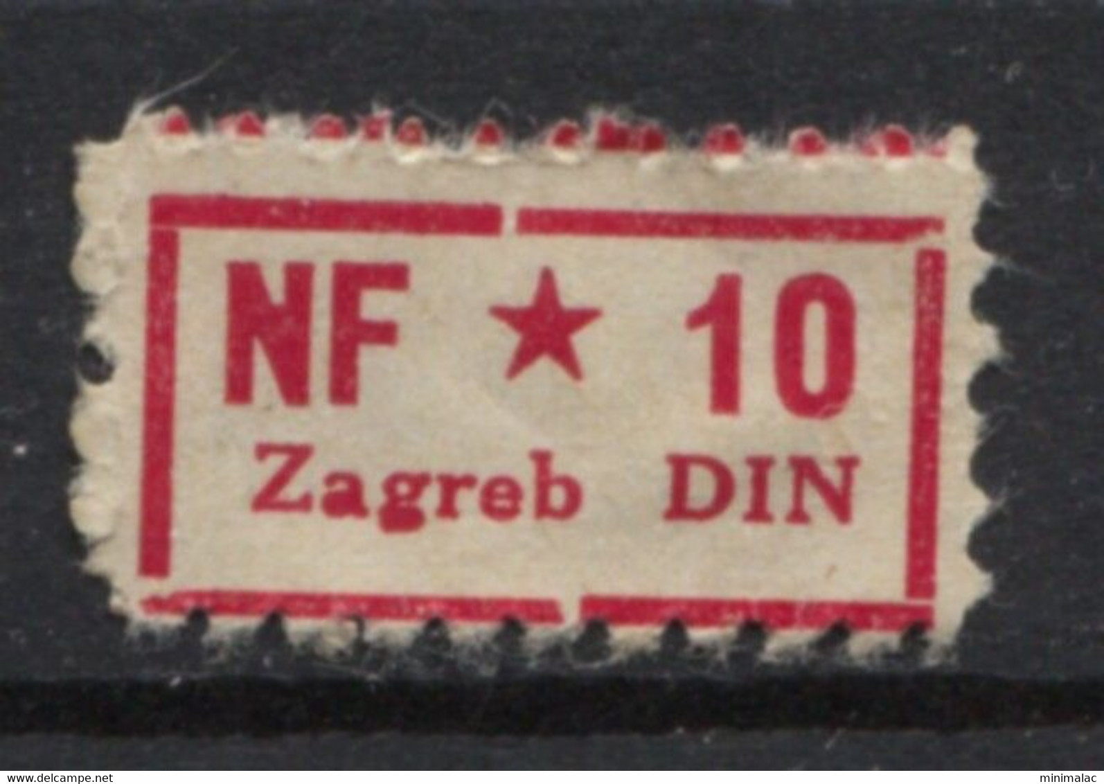 Yugoslavia 1950, Stamp For Membership NF Zagreb, Administrative Stamp, Revenue, Tax Stamp 10d, Red - Officials